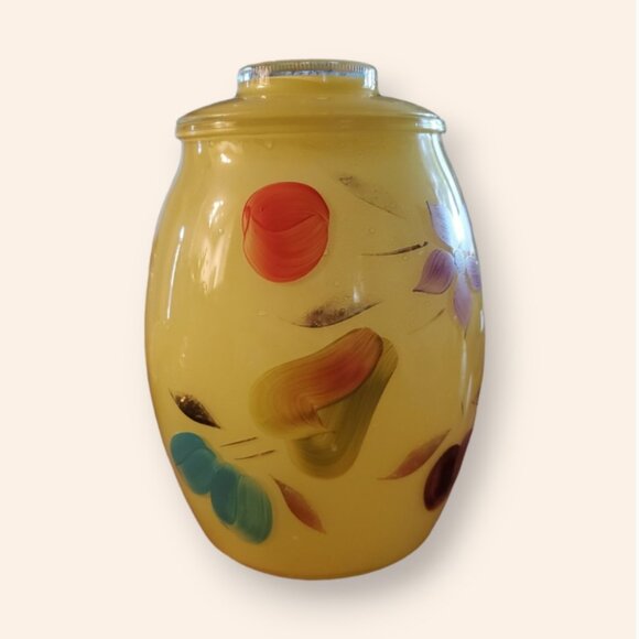 VINTAGE BARTLETT COLLINS COOKIE JAR YELLOW FRUITS FLOWERS - Picture 2 of 5